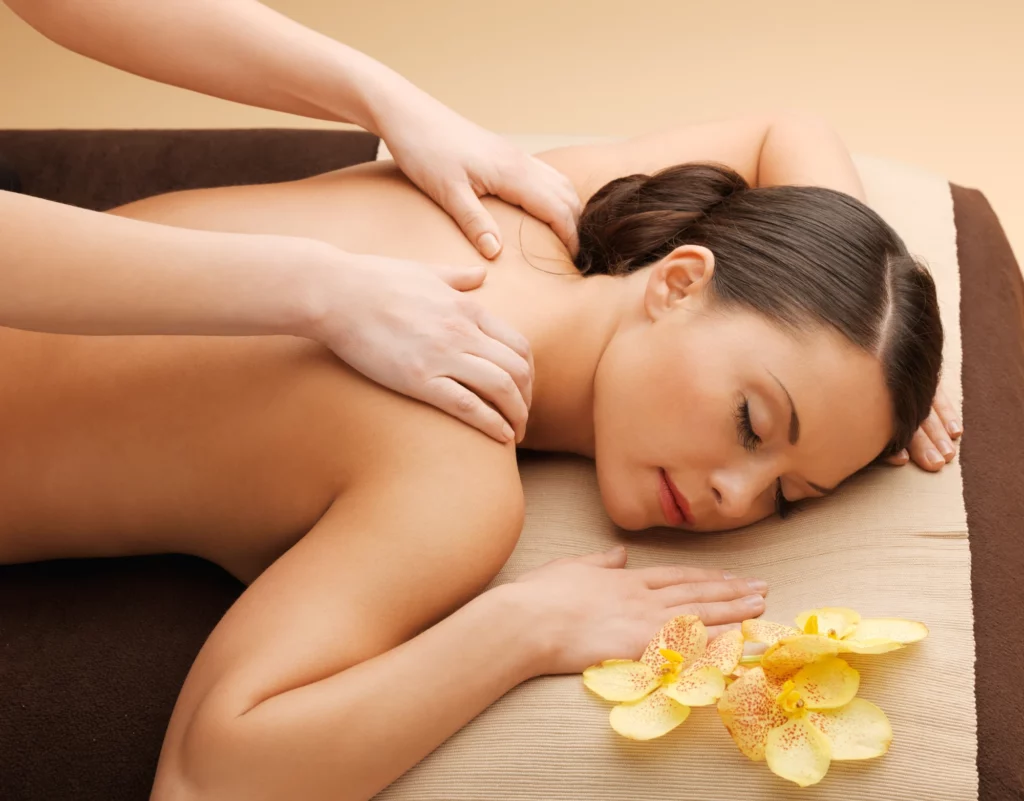 Woman receiving relaxing back massage at spa in Elko, NV