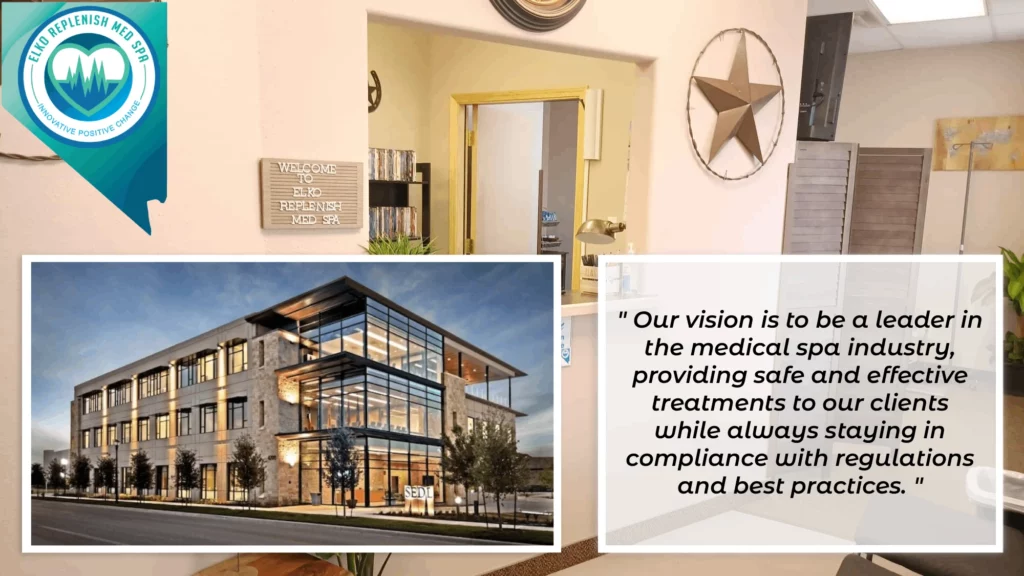 Elko Replenish Med Spa building exterior and welcoming lobby, symbolizing expansion into a collaborative health plaza in Elko