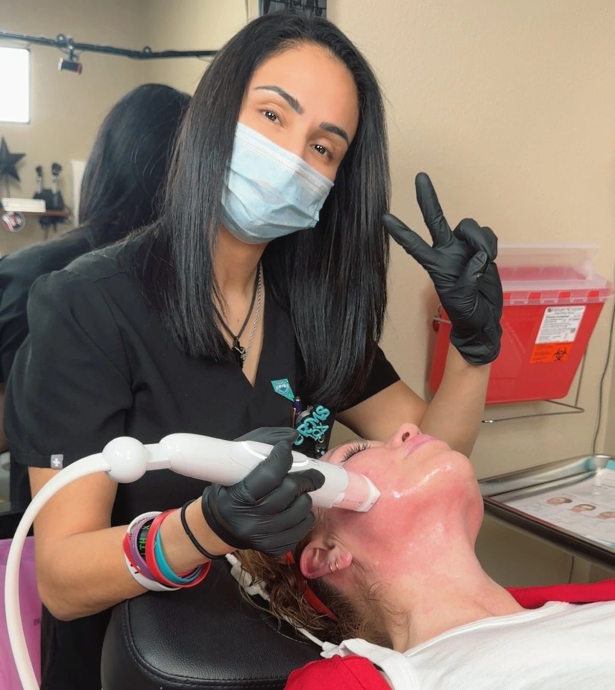 Licensed provider performing a facial treatment at Elko Replenish Med Spa in Elko, Nevada, offering medical aesthetics and wellness services