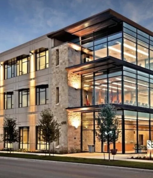 Modern medical office building with glass exterior – Elko Replenish Med Spa.