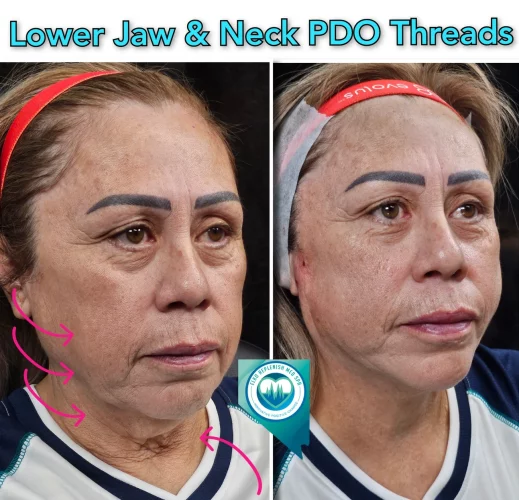 Lower Jaw & Neck PDO threads before and after images | Elko Replenish Med Spa | Elko, NV