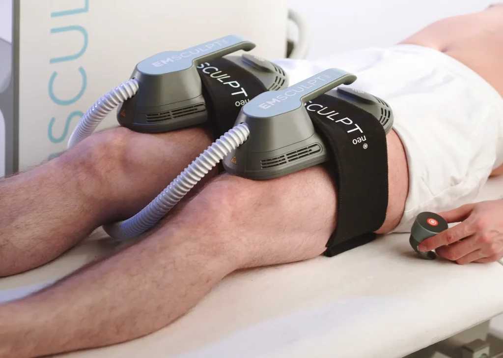 Emsculpt Neo Treatment on Male Front Thighs in Elko, NV