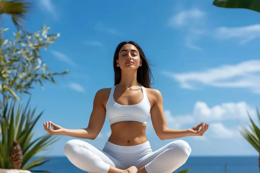 Woman meditating outdoors for Longevity Therapies in Elko NV