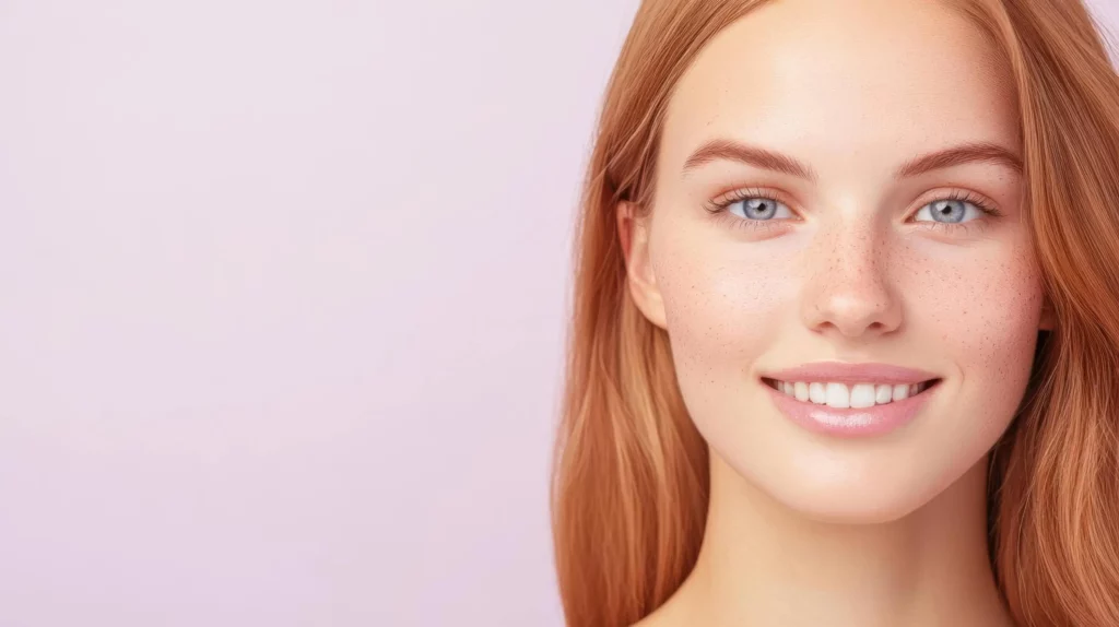 Woman with clear glowing skin after Exion Clear RF skin rejuvenation treatment